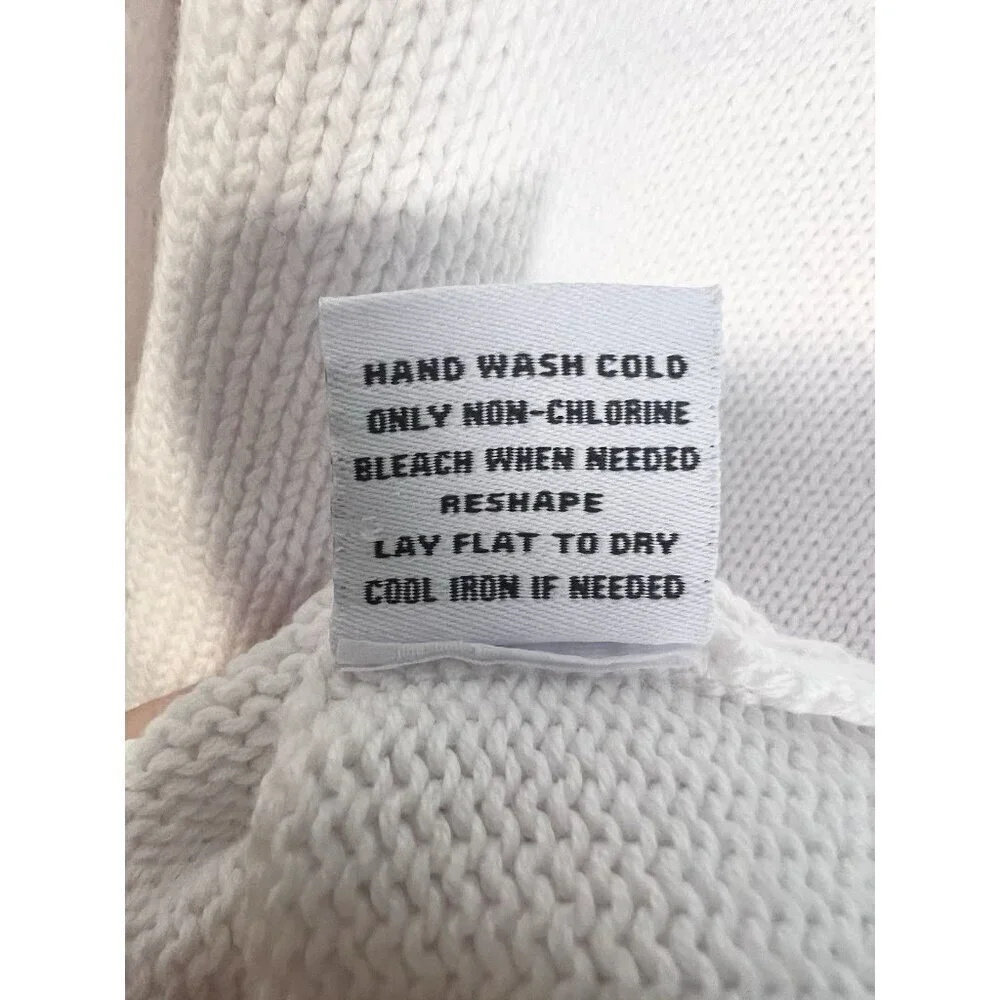 525 America Cut Out Cardigan Sweater Medium Bleach White Distressed Look NWT
